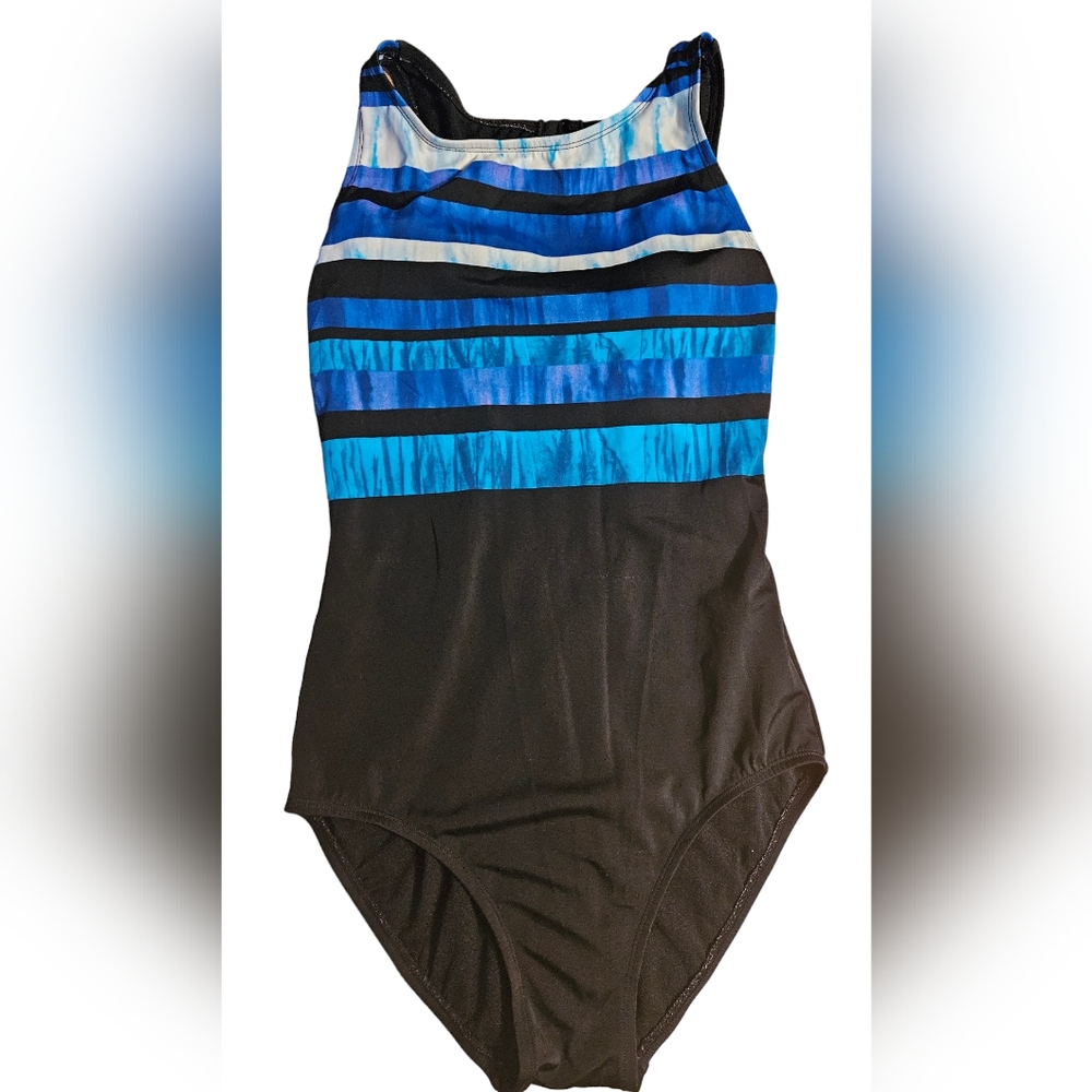 Womens Beach Natives One Piece Swimsuit Sz 8 Black Blue.  #19